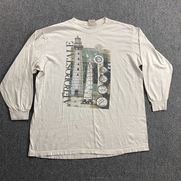 Aeropostale Other - Vintage Aeropostale Shirt Men's Large White Graphic Crew‎ Neck 100% Cotton USA